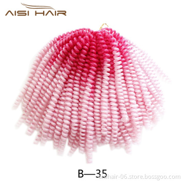 Aisi Hair Spring Twist Crochet Braids Ombre Braiding Hair 8 Inch Synthetic Hair Extensions Braids Curly Twists Fluffy